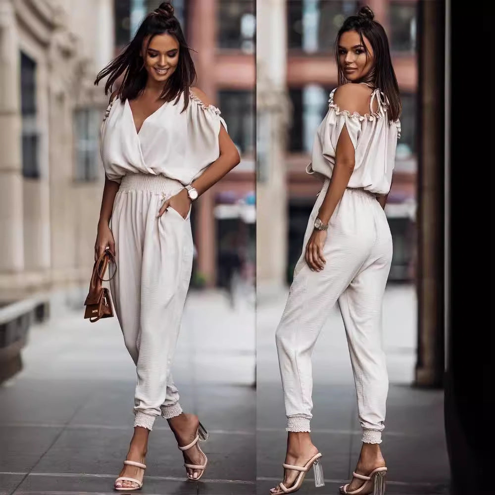 Women's V-Neck Pocket Jumpsuit