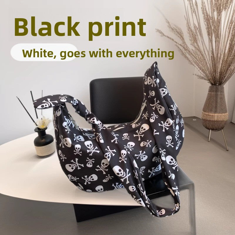Printed Nylon Crossbody Tote Bag