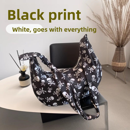 Printed Nylon Crossbody Tote Bag