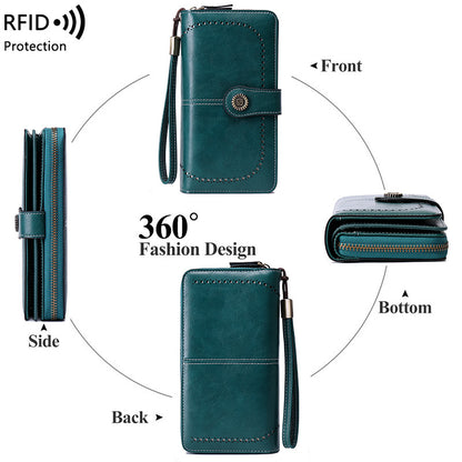 Long-style zipper anti-magnetic wallet
