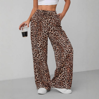 Leopard Print High Waist Wide Leg Pants
