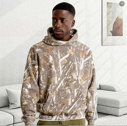 Long-sleeved camouflage tree branch pattern hoodie