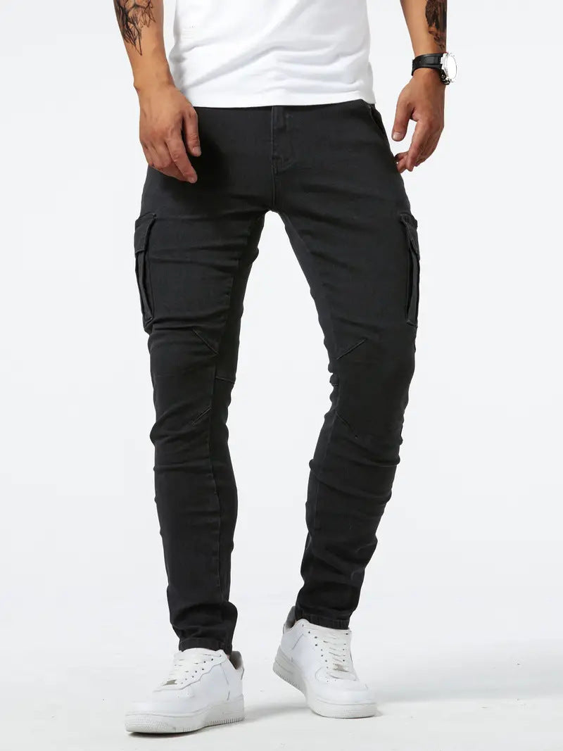 Men's Cotton Casual Cargo Pants with Multiple Pockets