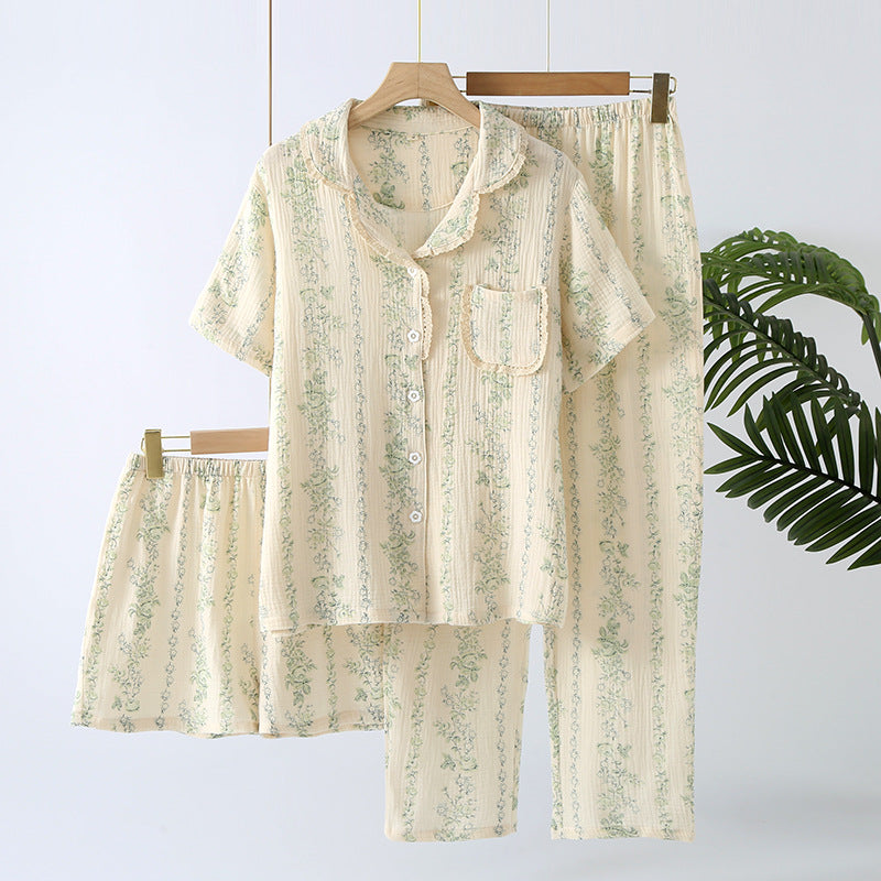 Cotton Three-Piece Pajama Set