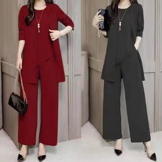Women's Solid Color Three-Piece Casual Suit