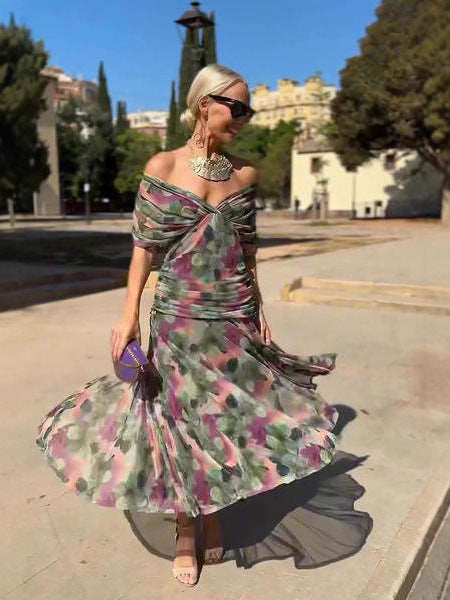 Mesh Print Spliced Dress