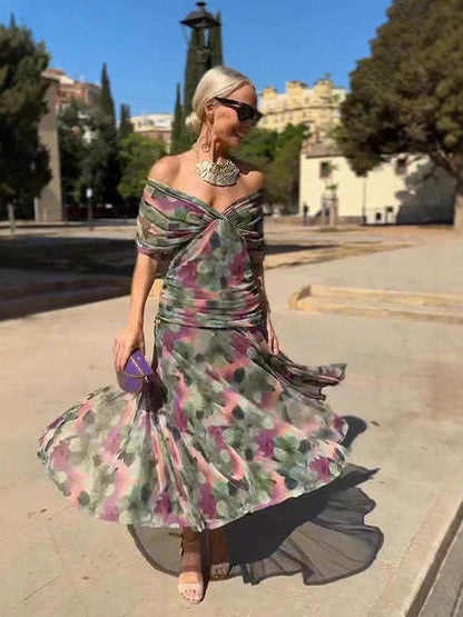 Mesh Print Spliced Dress