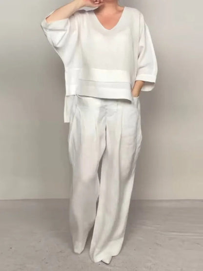 Women's Casual Solid Color Plus-Size Set