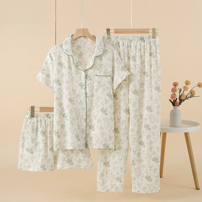 Cotton Three-Piece Pajama Set