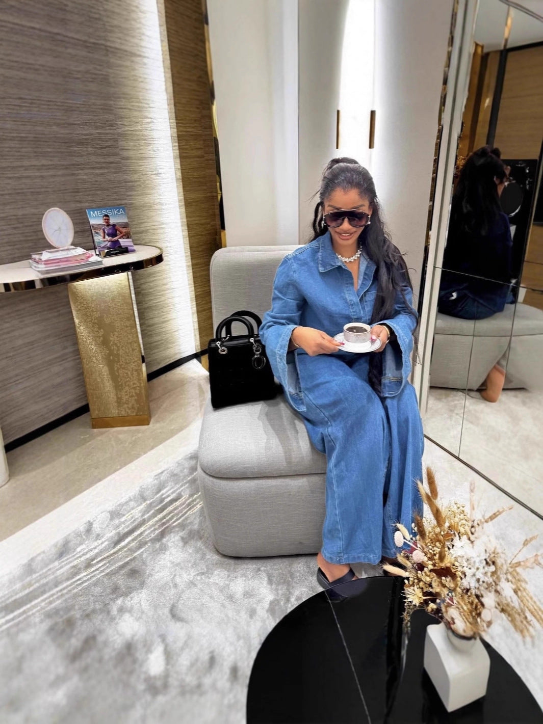 Denim casual suit for women