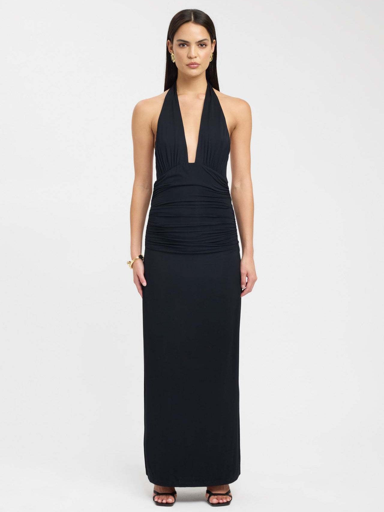 Elegant Halterneck Slit Long Dress