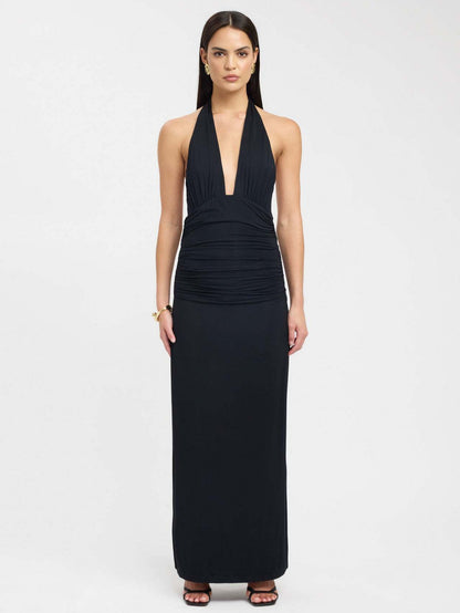 Elegant Halterneck Slit Long Dress