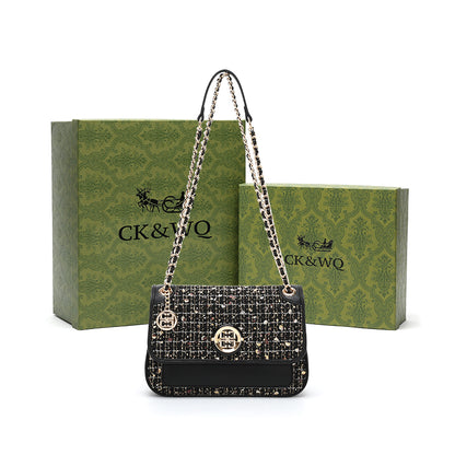 Women's Small Square Shoulder Bag with Chain Handle