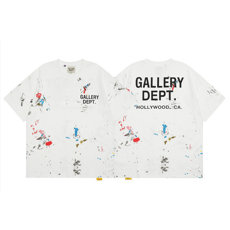 Cross-border Foreign Trade GALLERY DEPT 25SS New Meichao High Street Splash Ink Graffiti Men and Women Couple Short-sleeved T-shirt