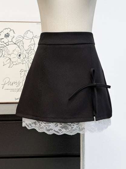 French Polka Dot Lace High Waist Skirt