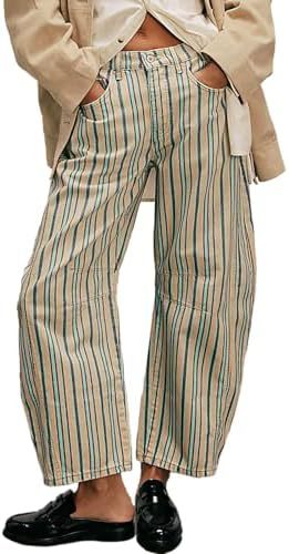 Floral Print Denim Wide Leg Trousers