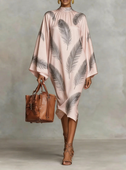 Flowy Bell Sleeve Digital Print Dress