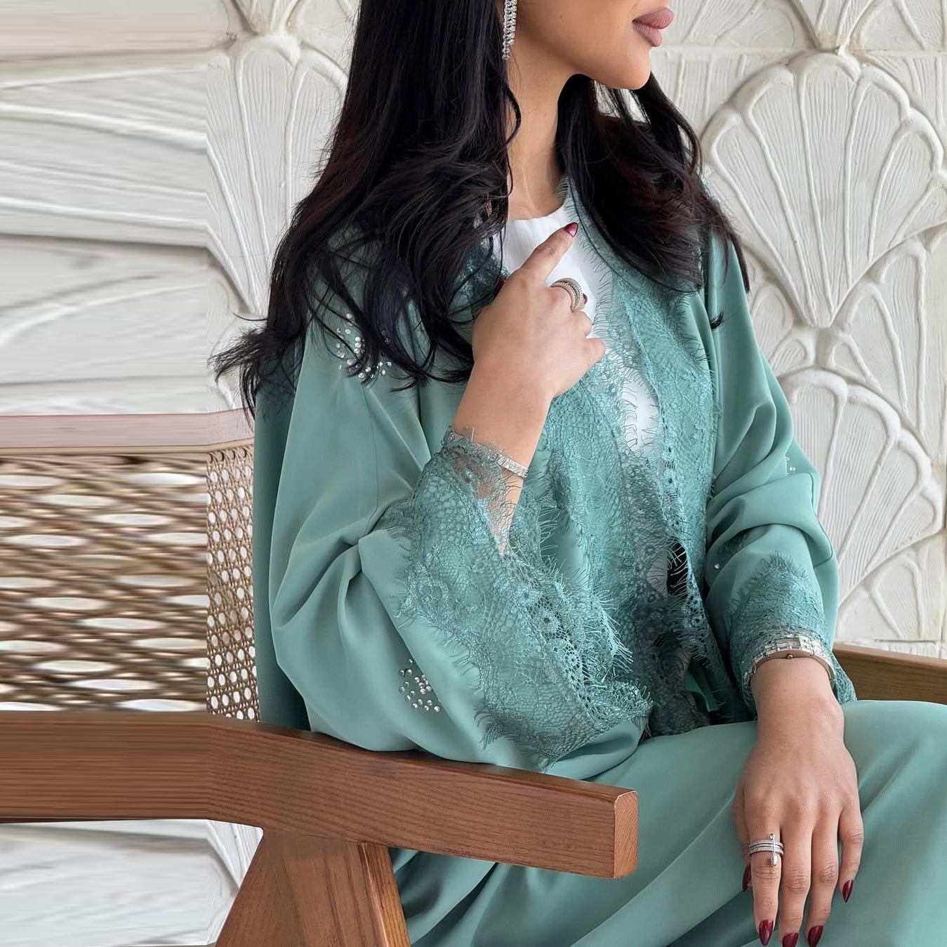 Lace Patchwork Long Coat