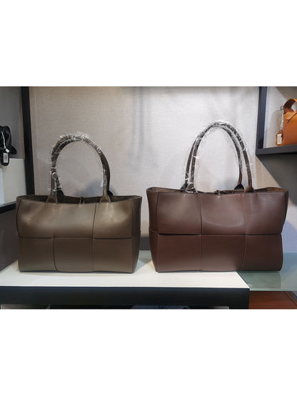 Genuine Leather Woven Tote Bag