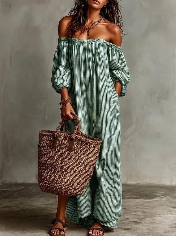 One Shoulder Striped Summer Dress
