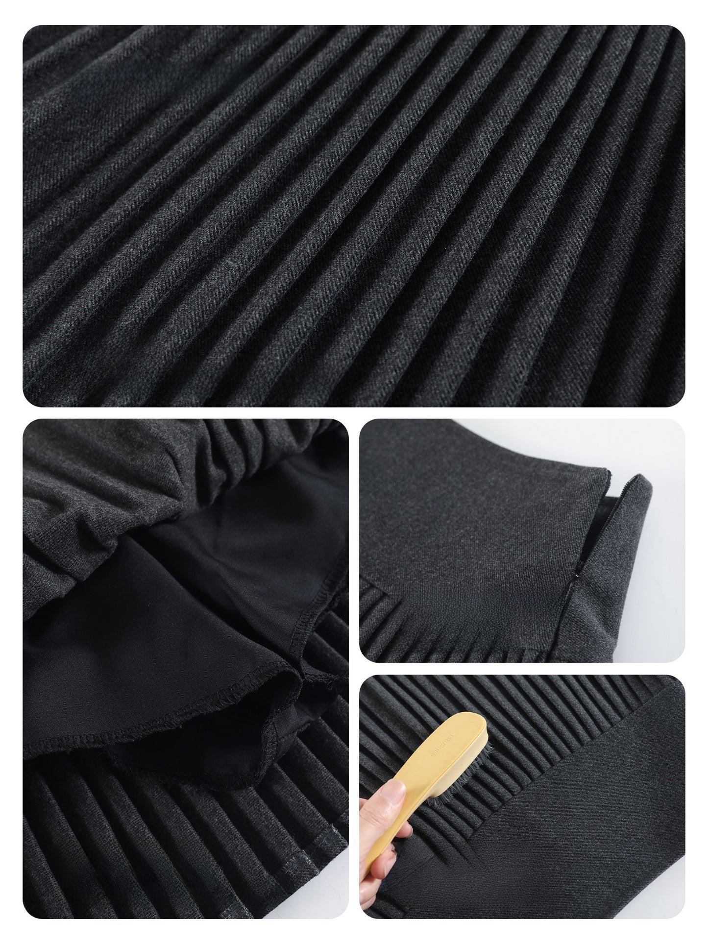 Brown woolen pleated skirt