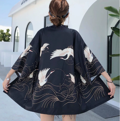 Ethnic Print Kimono Cloak Cardigan
