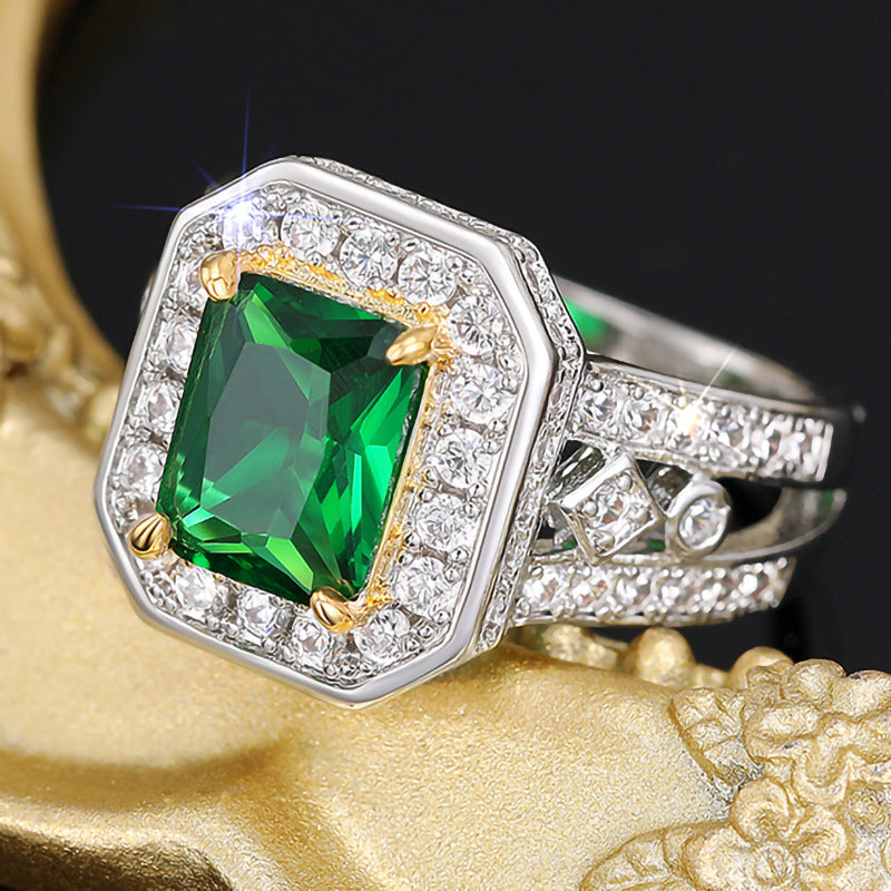 Square Inlay Zircon Ring Women's Light Luxury Jewelry