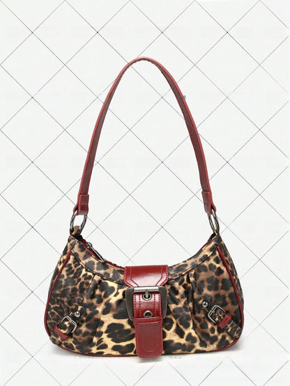 Retro Two-Tone Leather Shoulder Bag