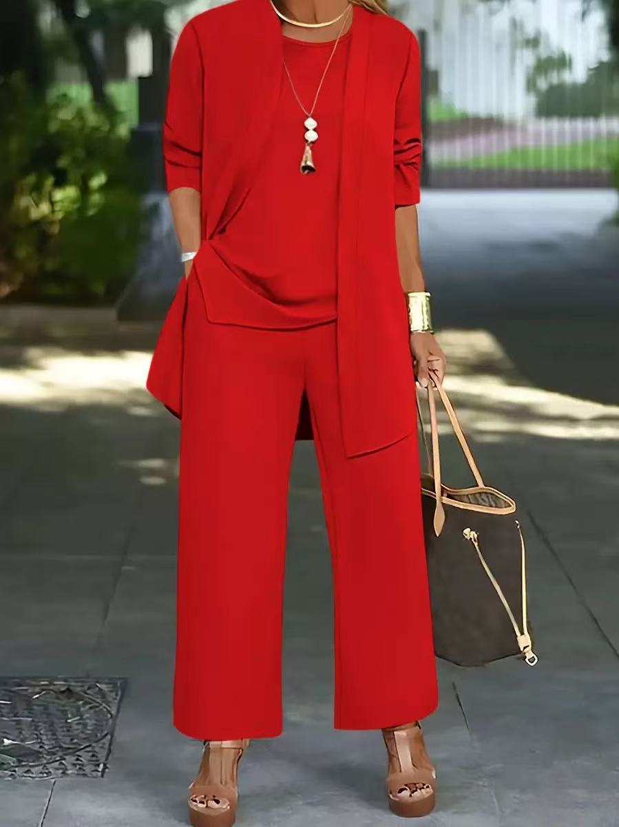 Women's Solid Color Three-Piece Casual Suit