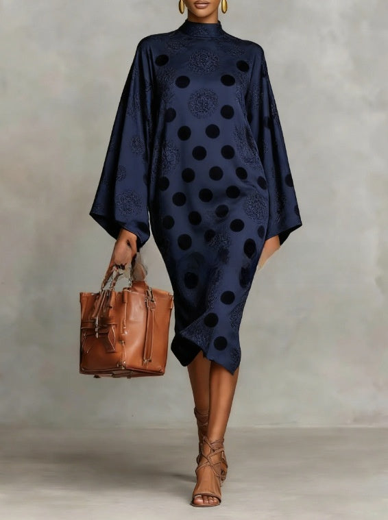 Flowy Bell Sleeve Digital Print Dress