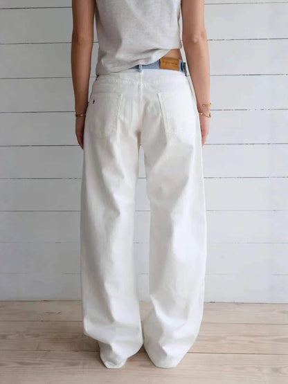 Women's High-Waisted Wide-Leg Denim Pants