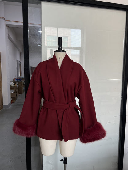 Womens Wool Blend Mid-Length Coat