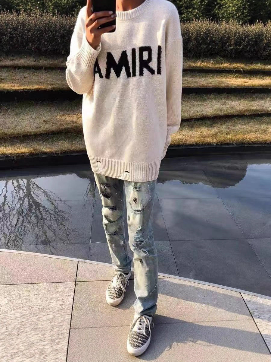 Ami Letter Knit Sweater Pullover