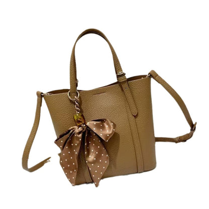 Versatile soft leather bucket bag