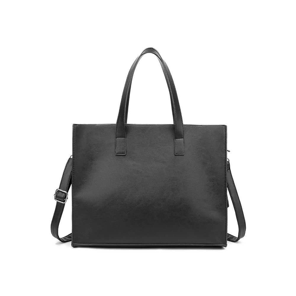Horizontal pu belt zipper tote bag