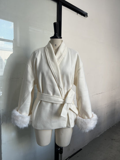Womens Wool Blend Mid-Length Coat