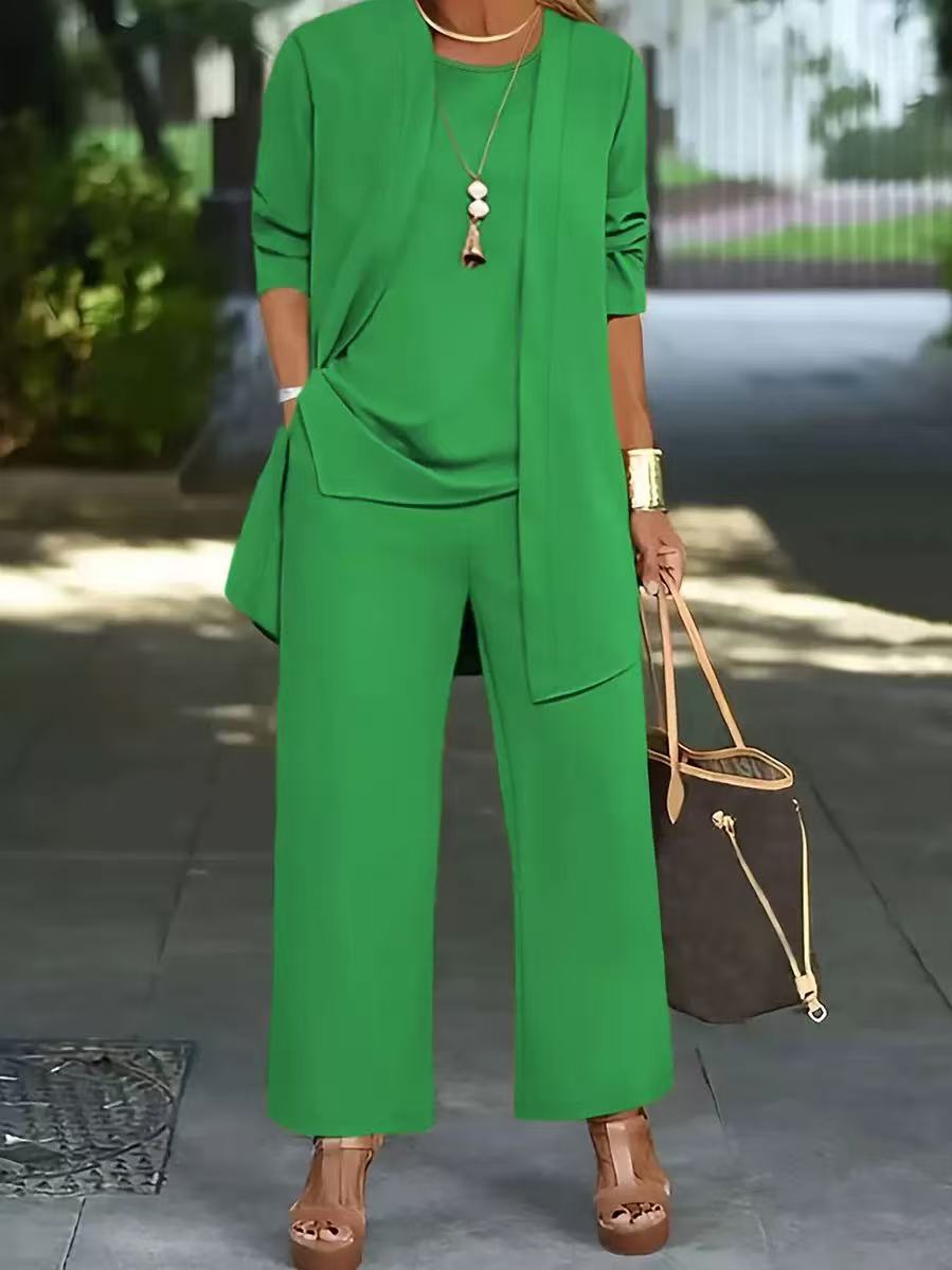 Women's Solid Color Three-Piece Casual Suit