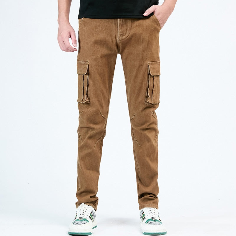 Men's Cotton Casual Cargo Pants with Multiple Pockets