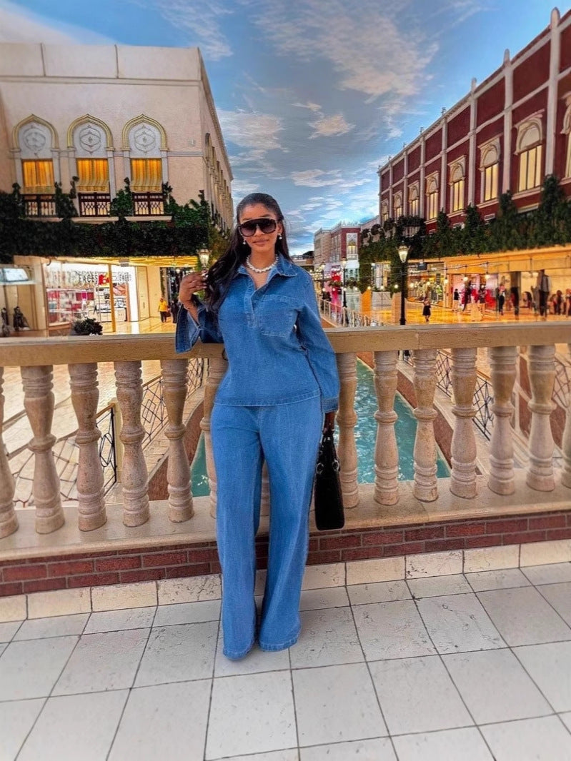 Denim casual suit for women