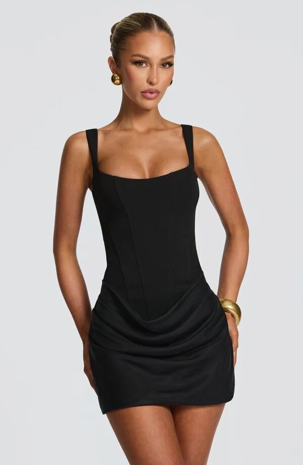 Elegant Pleated Vest Dress
