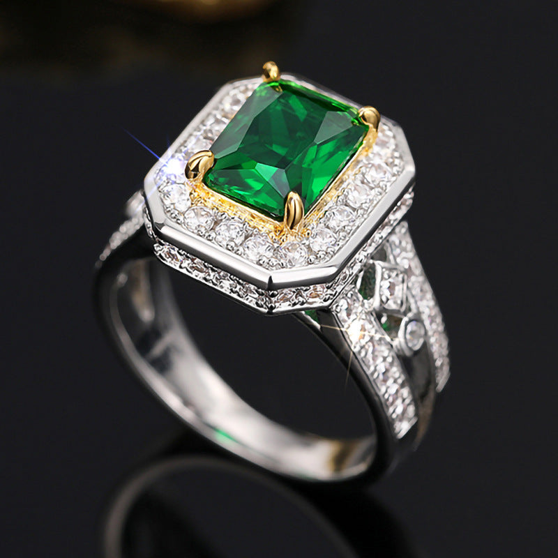 Square Inlay Zircon Ring Women's Light Luxury Jewelry
