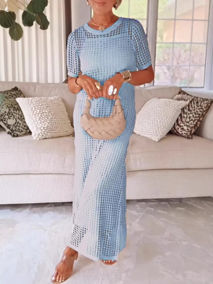 Women's Plaid Hollow-out Dress Set