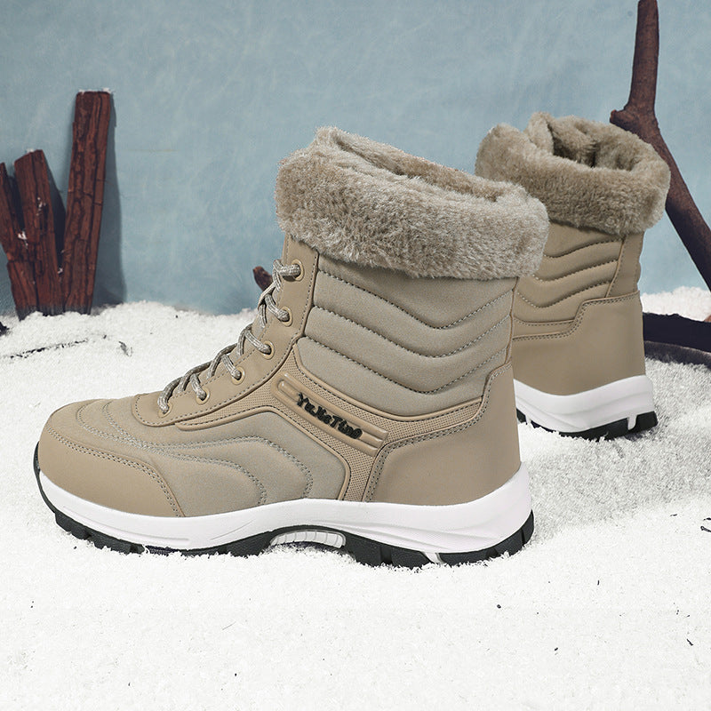 Thick-fabric insulated snow boots