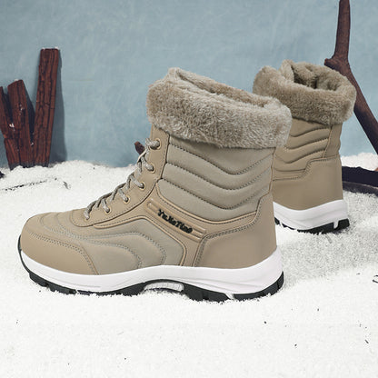 Thick-fabric insulated snow boots