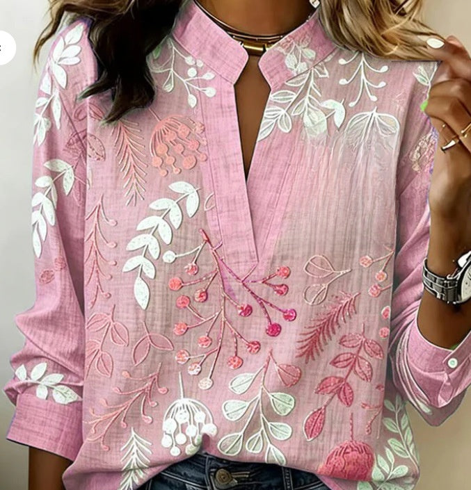 Womens Digital Print Pullover Blouse