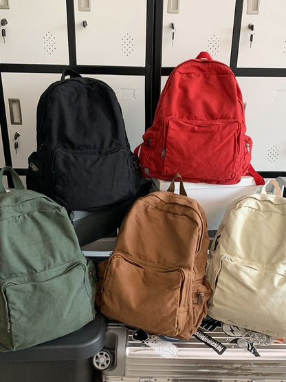 Vintage Canvas Backpack with Front Pocket