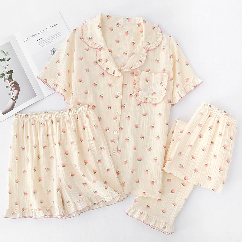 Cotton Three-Piece Pajama Set