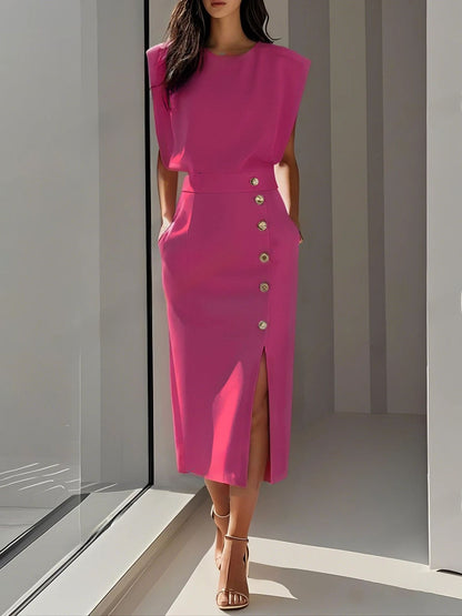 Womens Solid Color Summer Dress