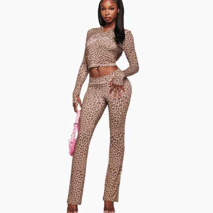 Women's Printed Hooded Long Sleeve Two-Piece Set