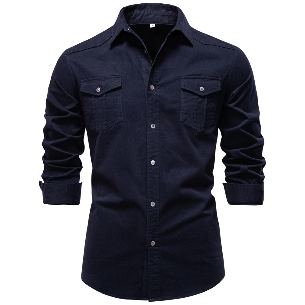 Mens Casual Denim Long Sleeve Shirt